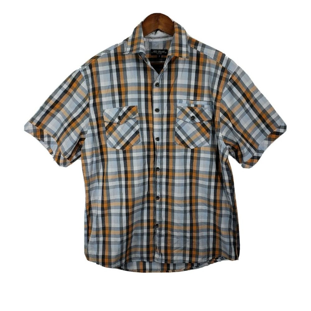 Old Skool Mens Short Sleeve Button Up Shirt Size Large